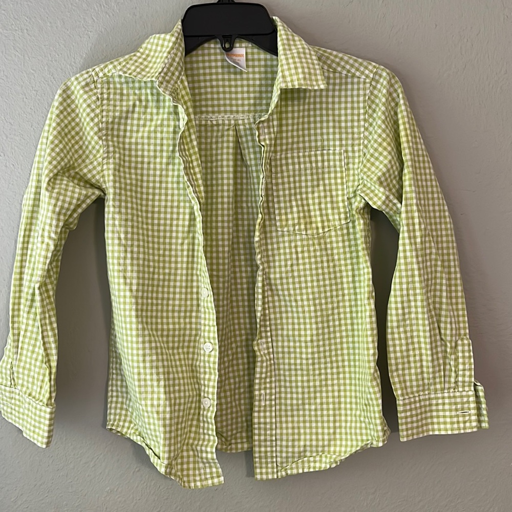 Gymboree green plaid button down size M (7-8)